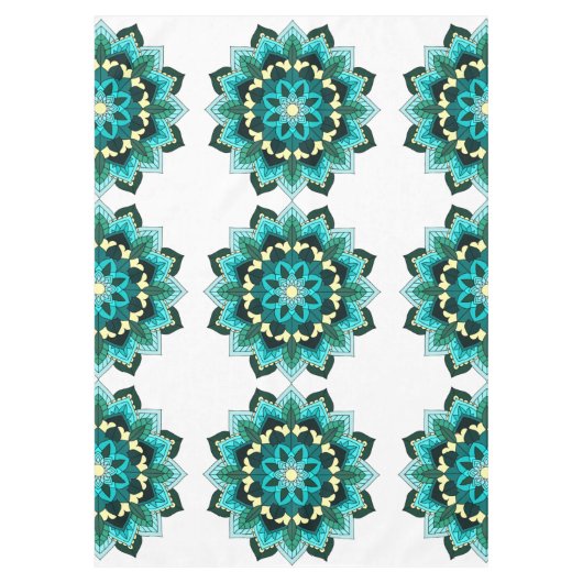 Mandala Pattern 02 in aqua Tafelkleed (Voorkant)