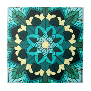Mandala Pattern 02 in aqua Tegeltje