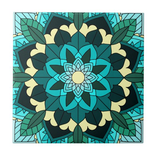 Mandala Pattern 02 in aqua Tegeltje (Voorkant)