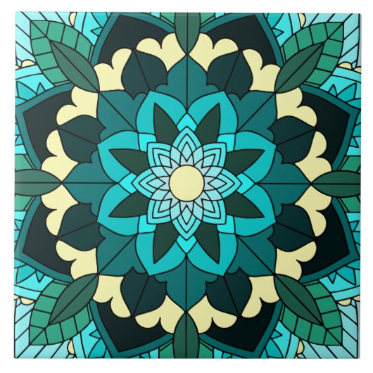 Mandala Pattern 02 in aqua Tegeltje (Voorkant)