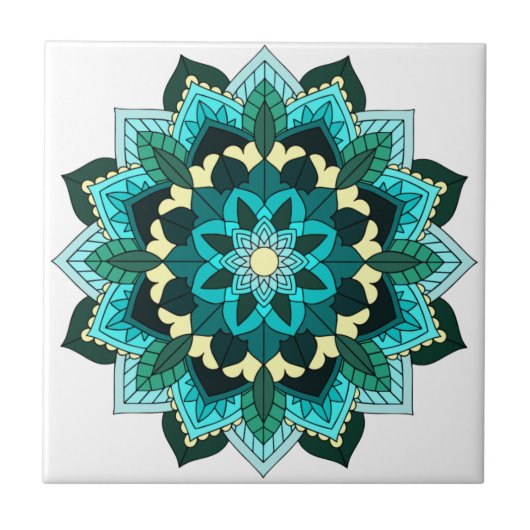 Mandala Pattern 02 in aqua Tegeltje (Voorkant)
