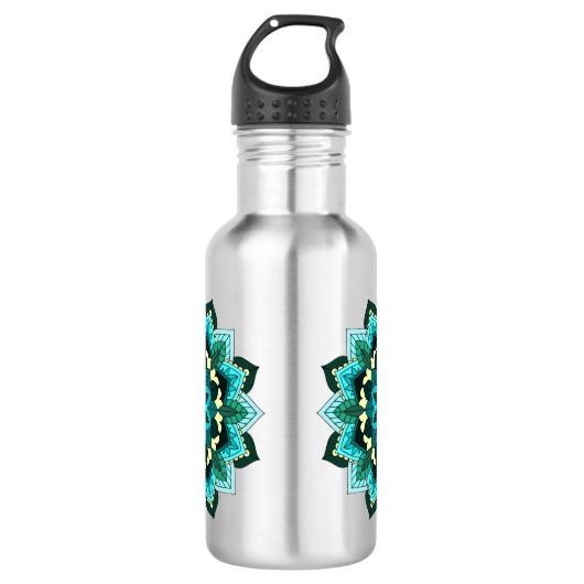 Mandala Pattern 02 in aqua Waterfles (Voorkant)