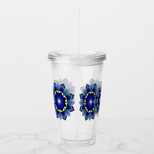 Mandala Pattern 02 in dark blue Acryl Drinkbeker (Rechts)