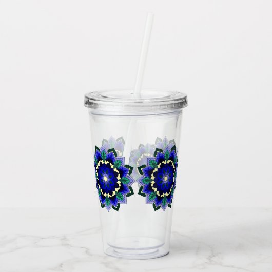 Mandala Pattern 02 in dark blue Acryl Drinkbeker (Achterkant)