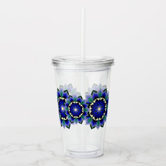Mandala Pattern 02 in dark blue Acrylic Tumbler Acryl Drinkbeker (Voorkant)