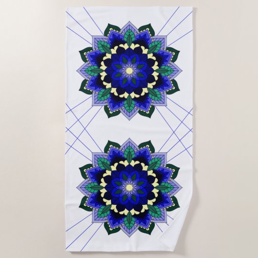 Mandala Pattern 02 in dark blue Beach Towel Strandlaken (Voorkant)