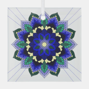 Mandala Pattern 02 in dark blue Glass Tree Decorat Glas Ornament