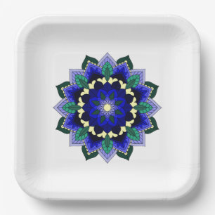 Mandala Pattern 02 in dark blue Paper Bord