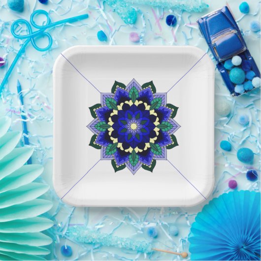 Mandala Pattern 02 in dark blue Paper Bord (Feest)