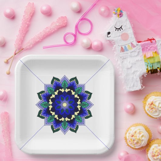 Mandala Pattern 02 in dark blue Paper Bord (Feest)