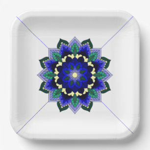 Mandala Pattern 02 in dark blue Paper Bord