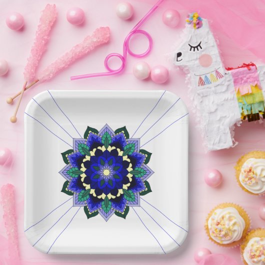 Mandala Pattern 02 in dark blue Paper Bord (Feest)