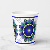 Mandala Pattern 02 in dark blue Paper Cups Papieren Bekers (Achterkant)