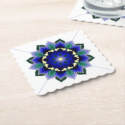 Mandala Pattern 02 in dark blue Paper Onderzetter (Gebogen)