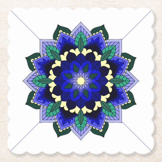 Mandala Pattern 02 in dark blue Paper Onderzetter (Voorkant)