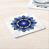 Mandala Pattern 02 in dark blue Square Paper Coast Kartonnen Onderzetters (Schuin)
