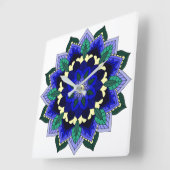 Mandala Pattern 02 in dark blue Square Wall Clock Vierkante Klok (Hoek)