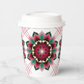 Mandala Pattern 02 in deep - roze Paper cup Papieren Bekers (Links)