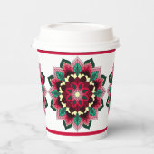 Mandala Pattern 02 in deep-roze Paper Cups Papieren Bekers (Links)
