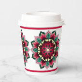 Mandala Pattern 02 in deep-roze Paper Cups Papieren Bekers (Achterkant)