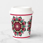 Mandala Pattern 02 in deep-roze Paper Cups Papieren Bekers (Voorkant)