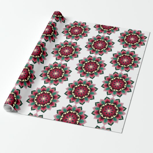 Mandala Pattern 02 in diep roze Cadeaupapier (Uitgerold)