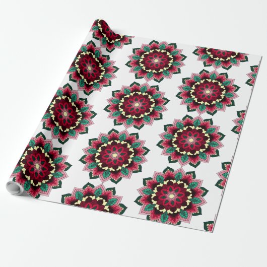 Mandala Pattern 02 in diep roze Cadeaupapier (Uitgerold)