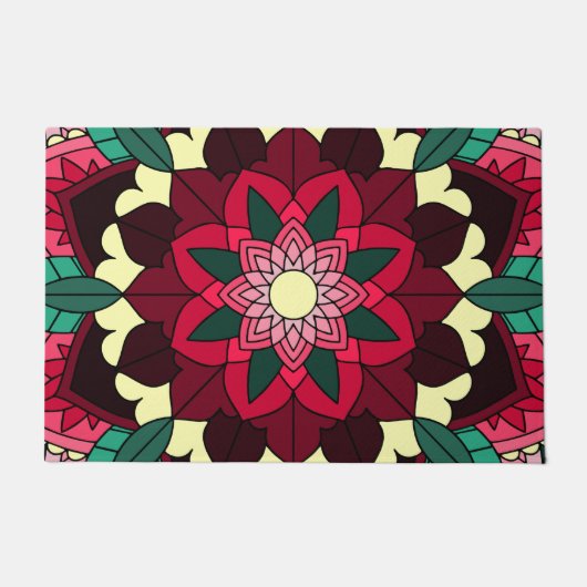 Mandala Pattern 02 in diep roze Deurmat (Voorkant)