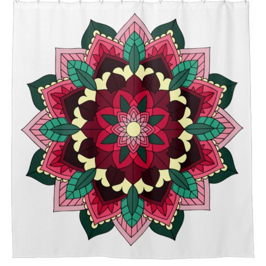 Mandala Pattern 02 in diep roze Douchegordijn (Voorkant)