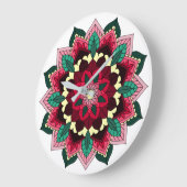 Mandala Pattern 02 in diep roze Grote Klok (Hoek)