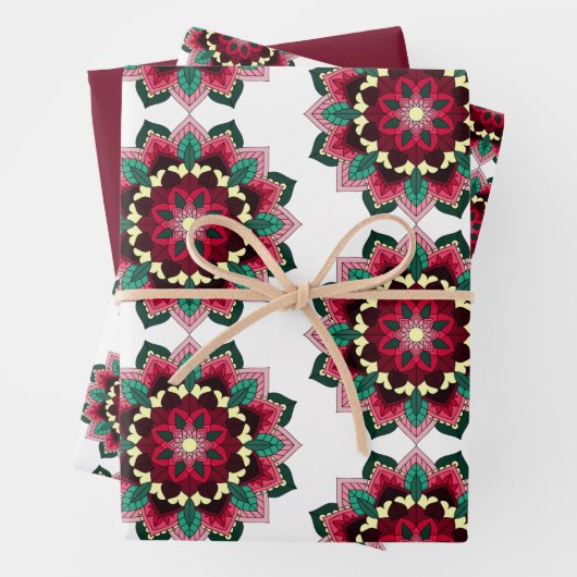 Mandala Pattern 02 in diep roze Inpakpapier Vel (In situ)