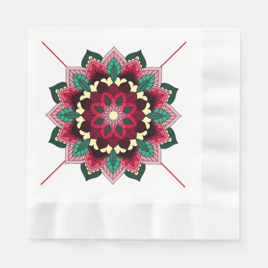 Mandala Pattern 02 in diep roze Napkin Servet (Voorkant)