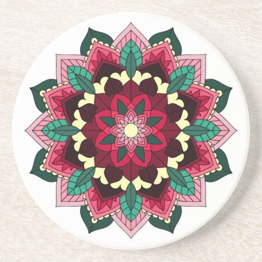 Mandala Pattern 02 in diep roze Onderzetter (Voorkant)