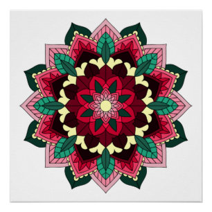 Mandala Pattern 02 in diep roze Perfect Poster