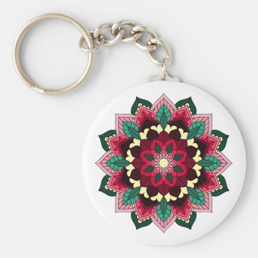 Mandala Pattern 02 in diep roze Sleutelhanger (Voorkant)