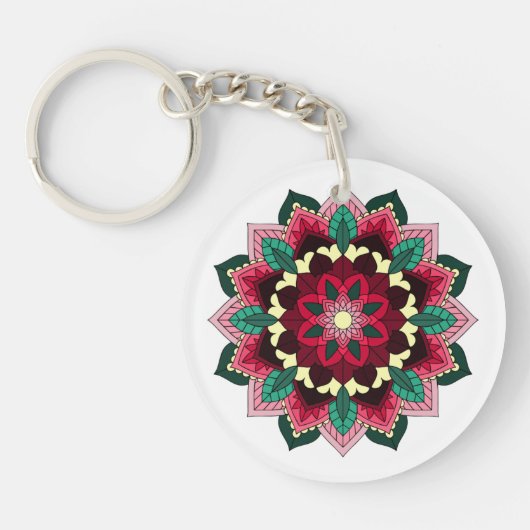 Mandala Pattern 02 in diep roze Sleutelhanger (Voorkant)