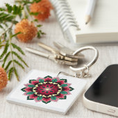 Mandala Pattern 02 in diep roze Sleutelhanger (Voorkant Rechts)