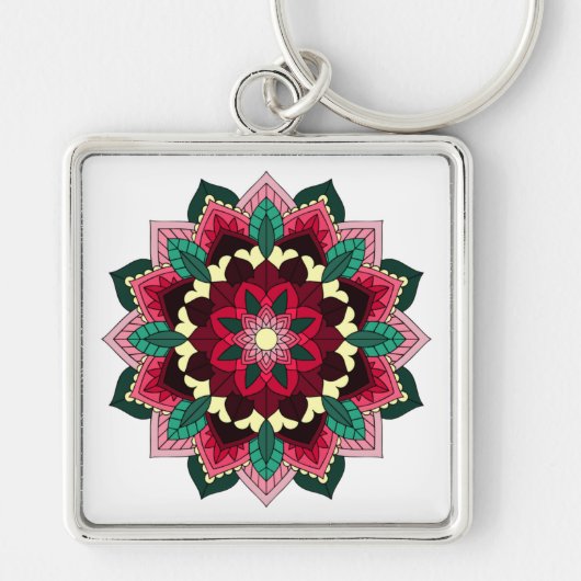 Mandala Pattern 02 in diep roze Sleutelhanger (Voorkant)