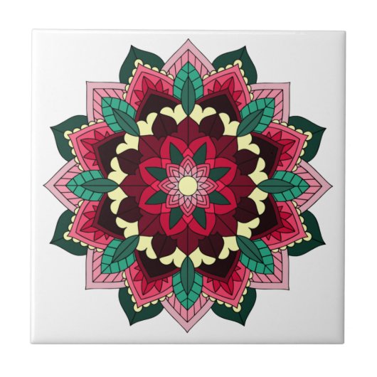 Mandala Pattern 02 in diep roze Tegeltje (Voorkant)