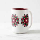 Mandala Pattern 02 in diep roze Tweekleurige Koffiemok (Voorkant rechts)