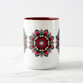 Mandala Pattern 02 in diep roze Tweekleurige Koffiemok (Center)