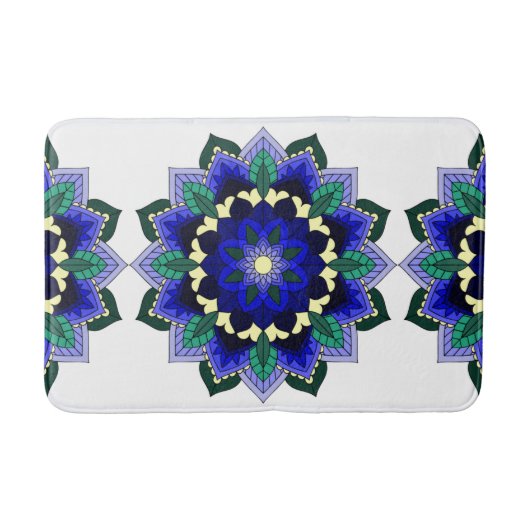 Mandala Pattern 02 in donkerblauw Badmat (Voorkant)