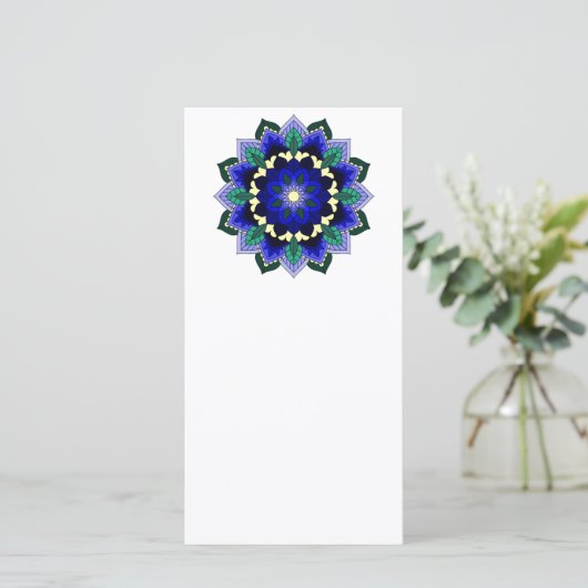 Mandala Pattern 02 in donkerblauw Bedankkaart (Staand voorkant)