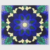 Mandala Pattern 02 in donkerblauw Cadeaupapier (Vlak)