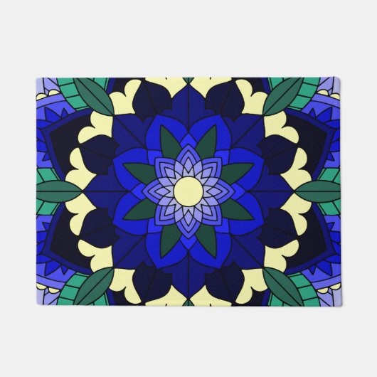 Mandala Pattern 02 in donkerblauw Deurmat (Voorkant)