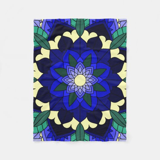 Mandala Pattern 02 in donkerblauw Fleece Deken (Voorkant)