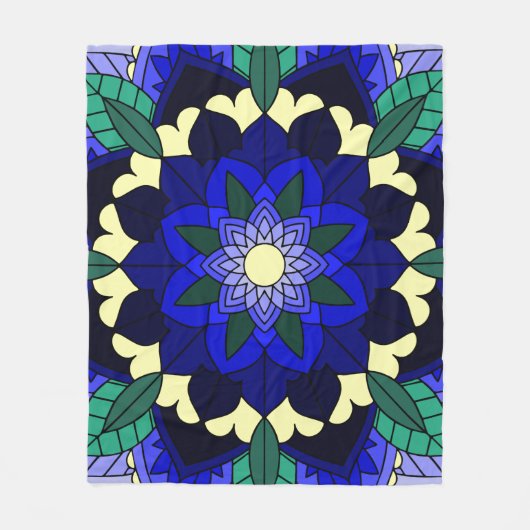 Mandala Pattern 02 in donkerblauw Fleece Deken (Voorkant)