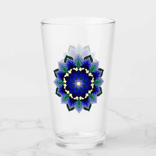 Mandala Pattern 02 in donkerblauw Glas (Voorkant)