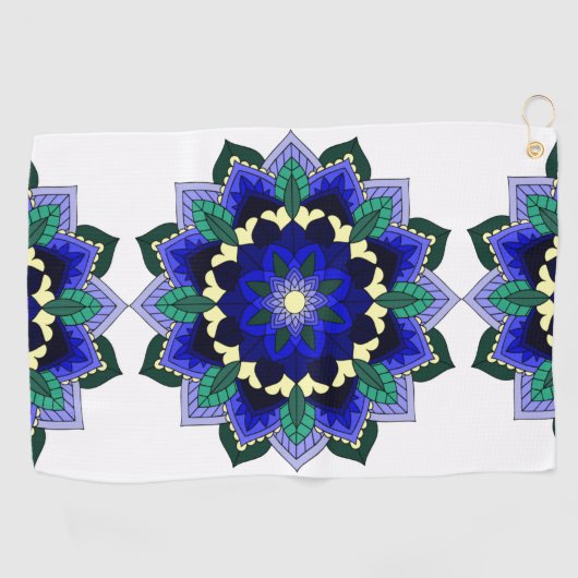 Mandala Pattern 02 in donkerblauw Golfhanddoek (Horizontaal)