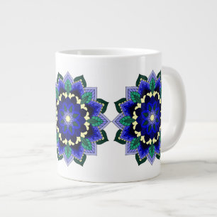 Mandala Pattern 02 in donkerblauw Grote Koffiekop
